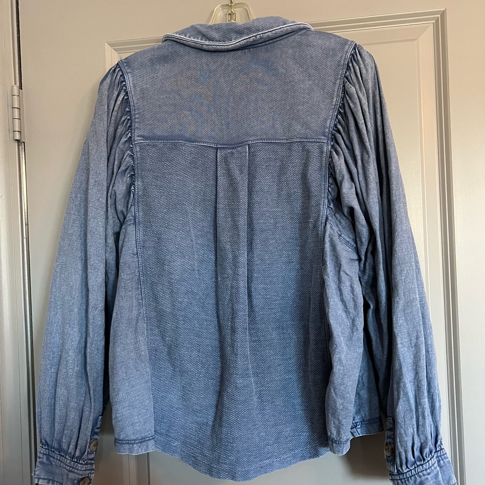 Pilcro Anthropologie Chambray Shacket Shirt Jacket Blue Size Medium - Picture 4 of 10